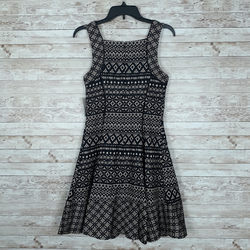 Donna Ricco Sleeveless Dress Beige Black Lace D - Picture 7 of 7